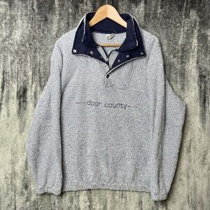 Vintage Door County Sweatshirt XL 1/4 Zip Button Up Texture Sweater Canada